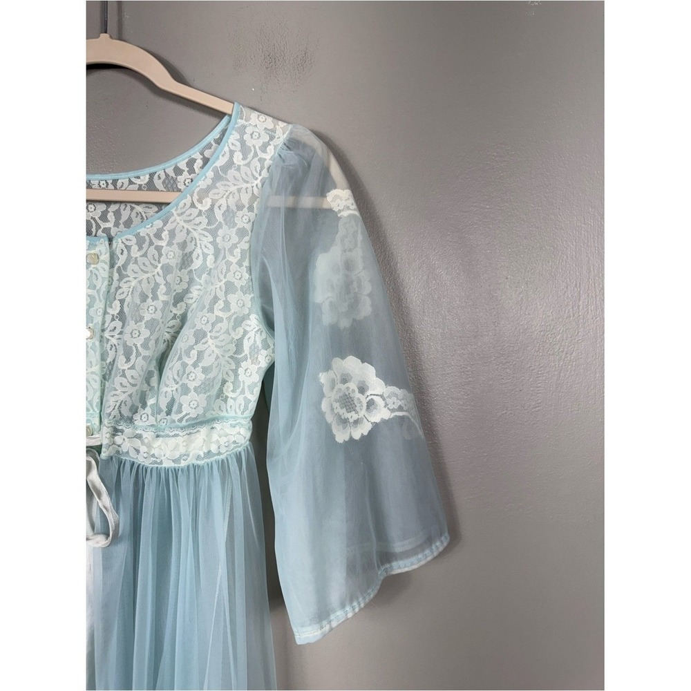 Vintage Sheer Embroidered Maxi Dress Romantic Fairy Whimsical Coachella Lace - Picture 4 of 6
